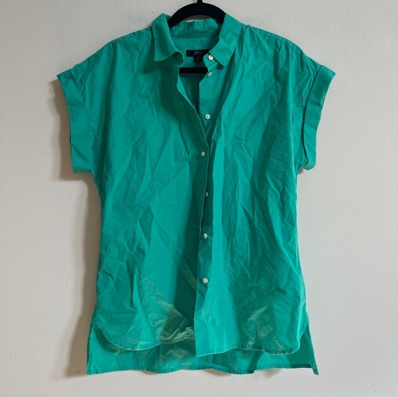 J. Crew Button Front Tie Waist Cotton Poplin Top - Picture 3 of 4